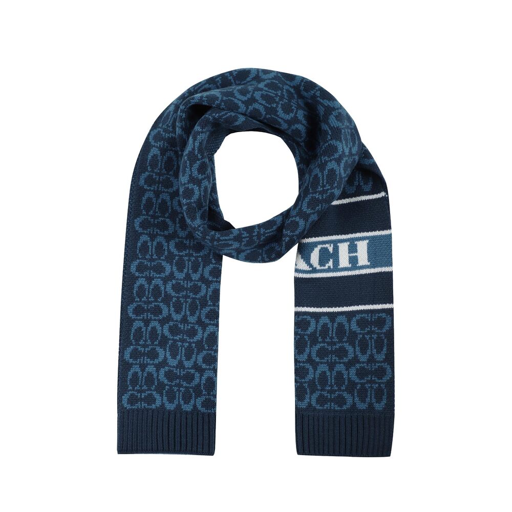 7162 Women's Signature C Logo Knit Scarf, True Blue, One
